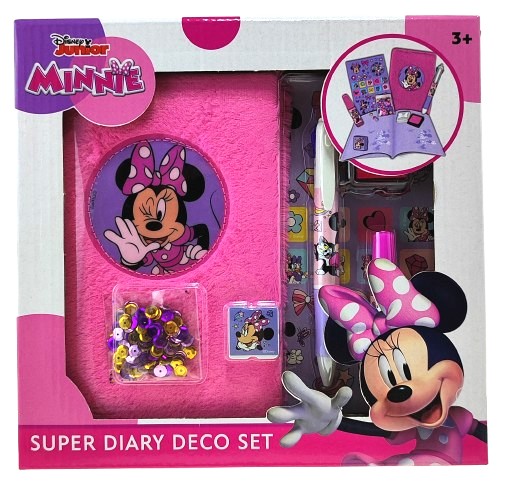PAMIĘTNIK WŁOCHACZ PLUSZOWY MYSZKA MINNIE NAKLEJKI NOTES DŁUGOPIS CEKINY
