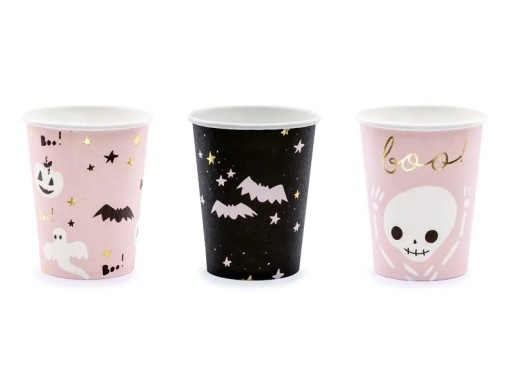 KUBECZKI papierowe na HALLOWEEN - BOO! 6 szt. kubki