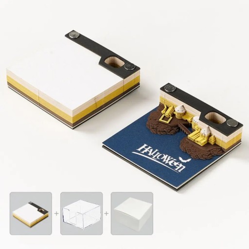 2024 Mini Desktop Calendar With Sticky Notes 3D Paper Carving Calendar 3D