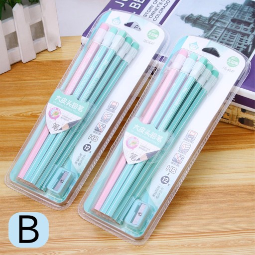 HB Pencils with Built-in Erasers, Smooth Writing Comfortable Grip for