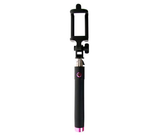 SELFIE STICK CABLE Z WYZWALACZEM MT5508P RÓŻOWY
