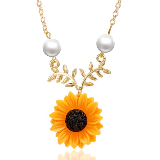 3PCs Fashion Sunflower Pendant Necklace Earring