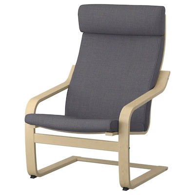 IKEA POANG Fotel okleina brzoza Skiftebo szary
