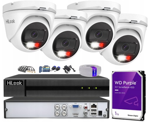 Zestaw Monitoringu Zewnętrzny 4 Kamery 5MPx HiLook HybridLight