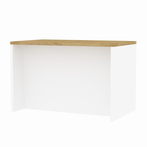 Biała gotowa wyspa kuchenna do kuchni lada 130x80 cm biały mat - dąb hikora