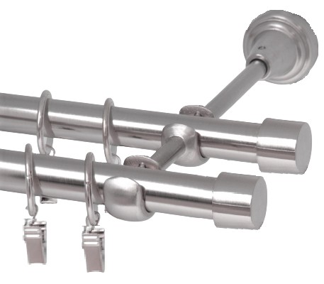 Karnisz podwójny Karnisze Metal srebrny 260 19+19
