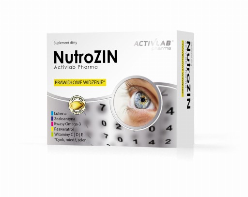 NutroZIN 60 kapsułek OLEJ RYBI LUTEINA WITAMINA C i E