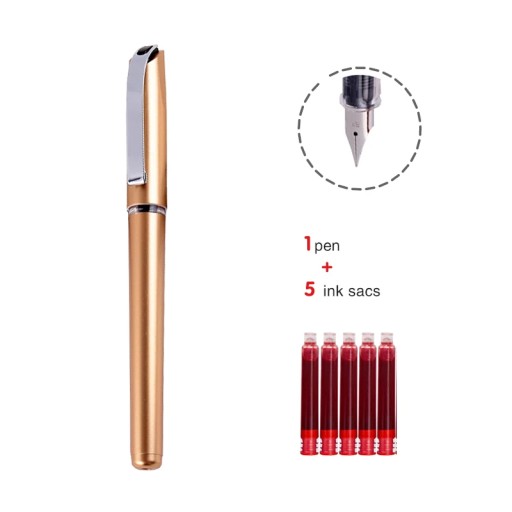 1 Pen 5 Ink Sacs Simple Color Pen Student Calligraphy Practice Pen