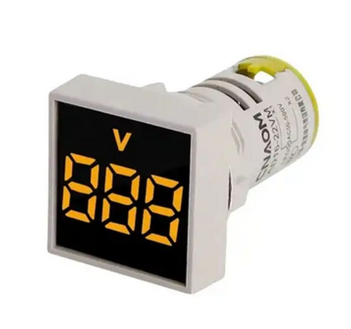 WOLTOMIERZ 20-500VAC KWADRATOWY 29X29MM PANELOWY PRZYKRĘCANY ŻÓŁTY