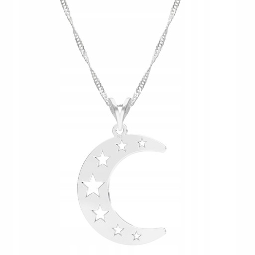 Łańcuszek srebrny naszyjnik 925 Księżyc Moon
