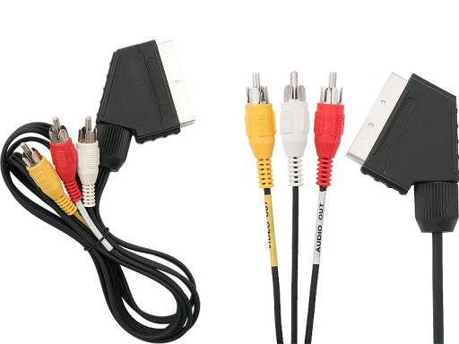 KABEL EURO SCART 3X RCA 5m OKRĄGŁY