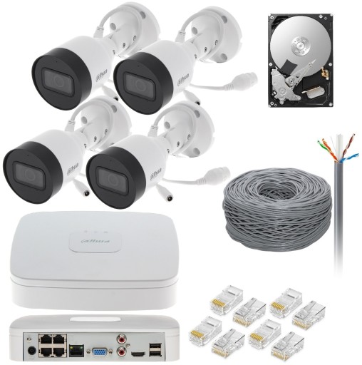 ZESTAW MONITORINGU IP DAHUA 4 KAMERY PoE IR30 5MPX