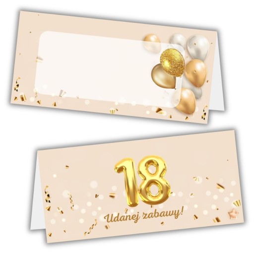 Winietki na stół 18 urodziny 10szt wizytówki Balony