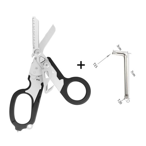 1PC Multi-Functional Tactical Foldable Medical Scissors Ruler Wrench Mini