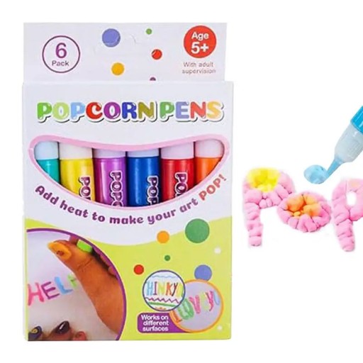6Pcs Magic PuffyPens Portable 3D PopcornPens Colored PuffyPens Paint Set
