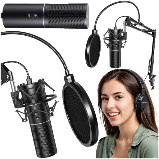 ZESTAW MIKROFON POJEMNOŚCIOWY TONOR Q9 USB + REGULOWANE RAMIE PLUG&PLAY