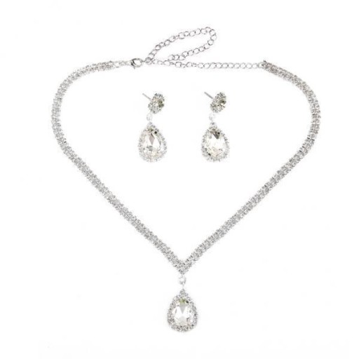 3xTeardrop Rhinestone Biżuteria Naszyjnik Zes