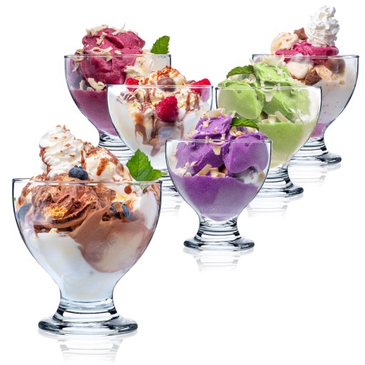 PUCHARKI NA LODY DESERY SZKLANE ZESTAW 6 SZT 450ML