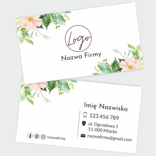 Wizytówki gotowy szablon, personalizacja 500 szt