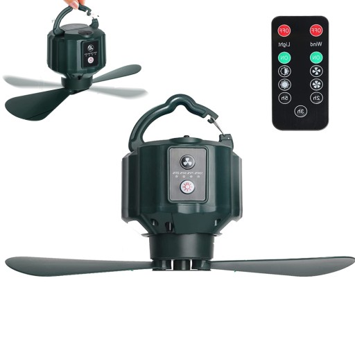 WIATRAK WENTYLATOR NA BATERIE Z LAMPĄ LED KEMPING
