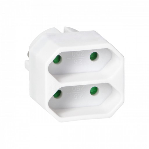 Rozgałęźnik 2x2P euro, biały, 20 szt.