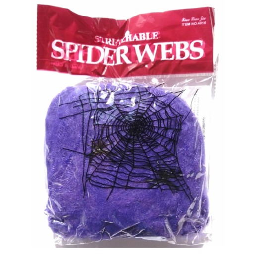 PAJĘCZYNA NA HALLOWEEN fioletowa z 2 pająkami 60g