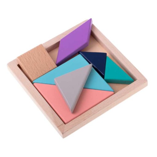 PUZZLE DREWNIANE UKŁADNKA LOGICZNA KLOCKI TANGRAM