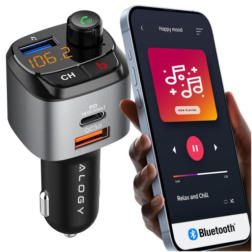 TRANSMITER FM BLUETOOTH ŁADOWARKA QC USB +USB-C PD