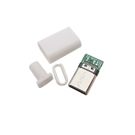 Wtyk USB typ C Wtyk USB C 3.1 lutowany biały