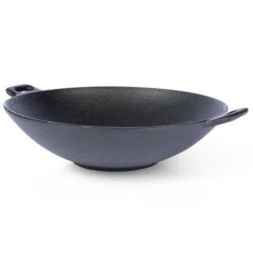 Wok ŻELIWNY duży patelnia głęboka azjatycka 30 cm