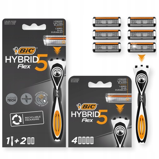 BIC Hybrid 5 Flex 5 ostrzy maszynka do golenia + 6 wkładów