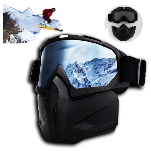 MASKA GOGLE REGULOWANA DWUCZĘŚCIOWA SNOWBOARD NARTY CROSS PAINTBALL AIRSOFT