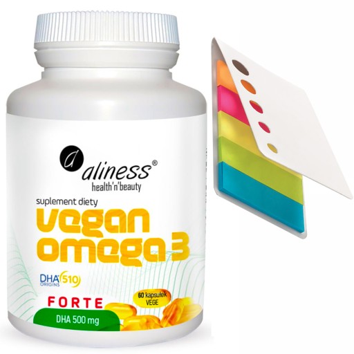 Vegan Omega 3 Forte DHA 500mg Aliness 60 kaps DHA BEZ GLUTENU BEZ LAKTOZY