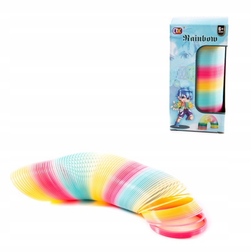 TĘCZOWA SPRĘŻYNA MAGICZNA 15CM RÓŻNE KOLORY