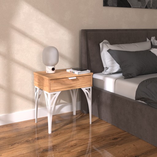 Szafka nocna Deco w stylu Loft biała czarna