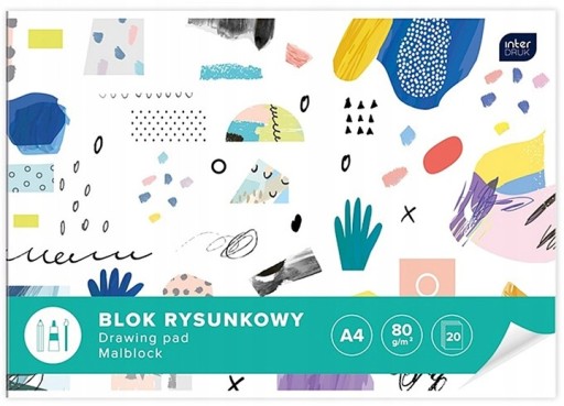 Blok rysunkowy A4, 20 kartek, biały Interdruk
