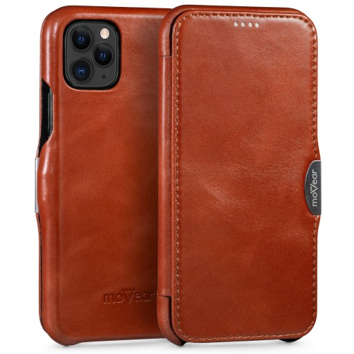 Etui na iPhone 11 Pro skórzane Pokrowiec z kieszonką Brązowy MOVEAR