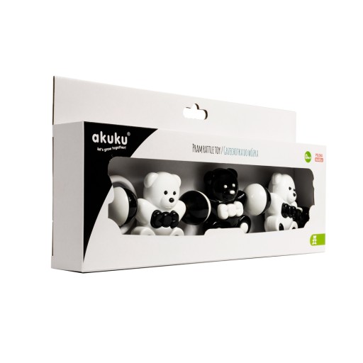 AKUKU. Grzechotka do wózka MISIE biało-czarna 30 cm