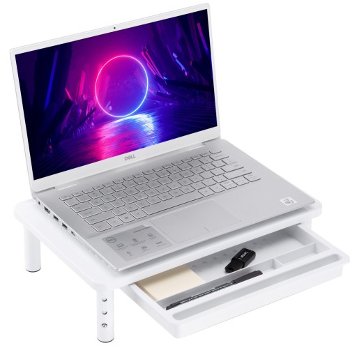 PODSTAWKA POD MONITOR LAPTOP METALOWA PODSTAWA PÓŁKA UCHWYT Z SZUFLADĄ