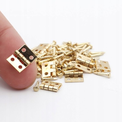 40 sztuk Mini mosiężny zawias złoty dla domu