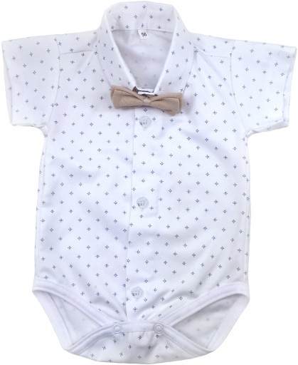 KOSZULOBODY białe we wzorki wizytowe 68 cm +4m