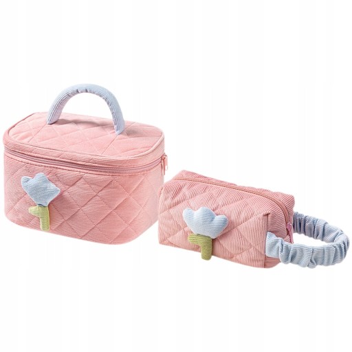 Sztruksowa Kosmetyczka Makeup Travel Vanity 2 Szt