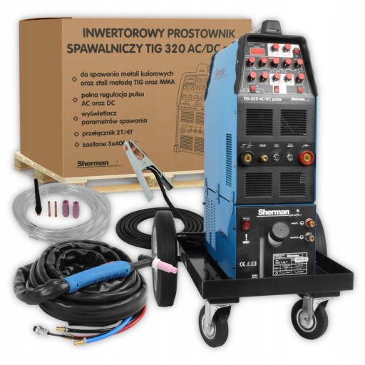 Zestaw Spawarka Sherman TIG 320 PULS AC/DC ALU