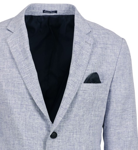 MARYNARKA MĘSKA MELANŻOWA WIZYTOWA ELEGANCKA CASUAL NIEBIESKA BAWEŁNIANA 54