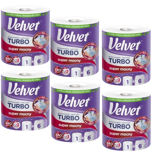 VELVET TURBO RĘCZNIK PAPIEROWY KUCHENNY SUPER CHŁONNY MOCNY BIAŁY