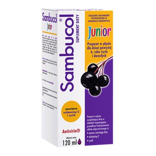 Sambucol Junior 6+ czarny bez, syrop na odporność 120 ml