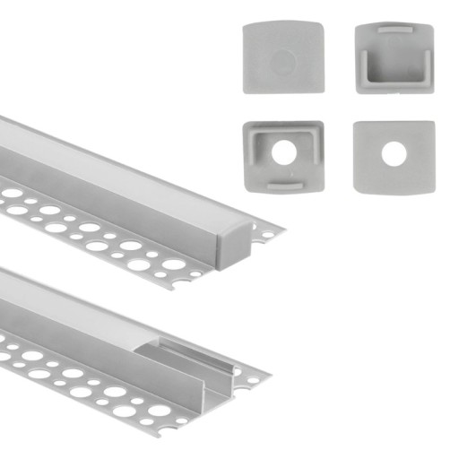 Profil Aluminiowy Natynkowy do Taśm LED do Płyt Karton/Gips 2m + Klosz