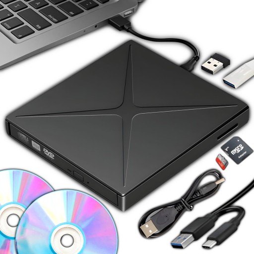 Napęd CD-R/DVD-ROM/RW zewnętrzny USB-C 3.0 nagrywarka ODTWARZACZ czytnik SD