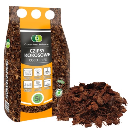 CZIPSY Kokosowe chipsy PODŁOŻE zrębki Coco Chips Rozluźnione 5L Biovita