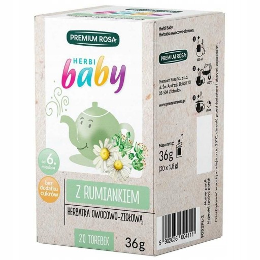 Herbatka dla Dzieci i Niemowląt Owocowo -Ziołowa z Rumiankiem 36 g (20 x 1,